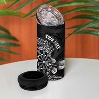 Personalised New Zealand Aotearoa Darts Masters 4 in 1 Can Cooler Tumbler Tribal Silver Fern and Ta Moko Dartboard LT03 - Polynesian Pride