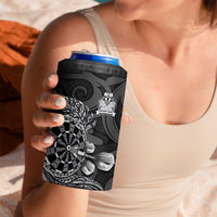 Personalised New Zealand Aotearoa Darts Masters 4 in 1 Can Cooler Tumbler Tribal Silver Fern and Ta Moko Dartboard LT03 - Polynesian Pride