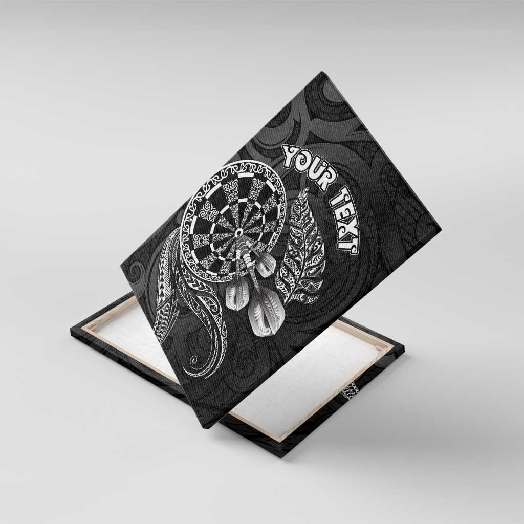 Personalised New Zealand Aotearoa Darts Masters Canvas Wall Art Tribal Silver Fern and Ta Moko Dartboard - Polynesian Pride