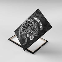 Personalised New Zealand Aotearoa Darts Masters Canvas Wall Art Tribal Silver Fern and Ta Moko Dartboard - Polynesian Pride