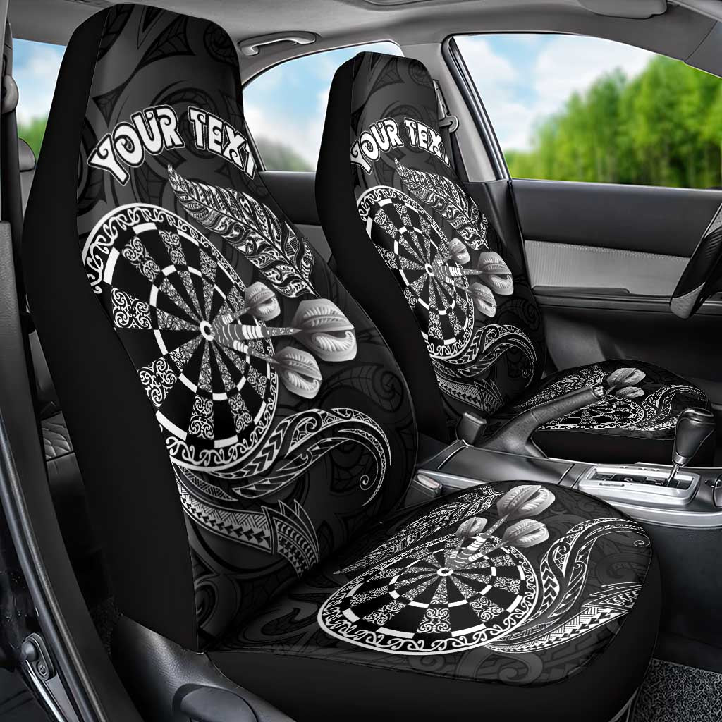 Personalised New Zealand Aotearoa Darts Masters Car Seat Cover Tribal Silver Fern and Ta Moko Dartboard LT03 - Polynesian Pride