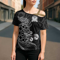 Personalised New Zealand Aotearoa Darts Masters Cross Shoulder Shirt Tribal Silver Fern and Ta Moko Dartboard LT03 - Polynesian Pride