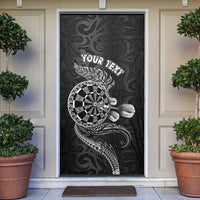 Personalised New Zealand Aotearoa Darts Masters Door Cover Tribal Silver Fern and Ta Moko Dartboard LT03 Black - Polynesian Pride