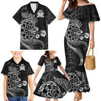 Personalised New Zealand Aotearoa Darts Masters Family Matching Mermaid Dress and Hawaiian Shirt Tribal Silver Fern and Ta Moko Dartboard LT03 - Polynesian Pride