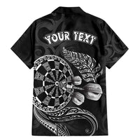Personalised New Zealand Aotearoa Darts Masters Family Matching Mermaid Dress and Hawaiian Shirt Tribal Silver Fern and Ta Moko Dartboard LT03 - Polynesian Pride