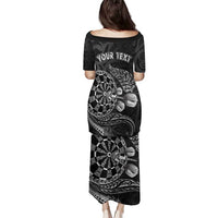 Personalised New Zealand Aotearoa Darts Masters Family Matching Puletasi and Hawaiian Shirt Tribal Silver Fern and Ta Moko Dartboard LT03 - Polynesian Pride