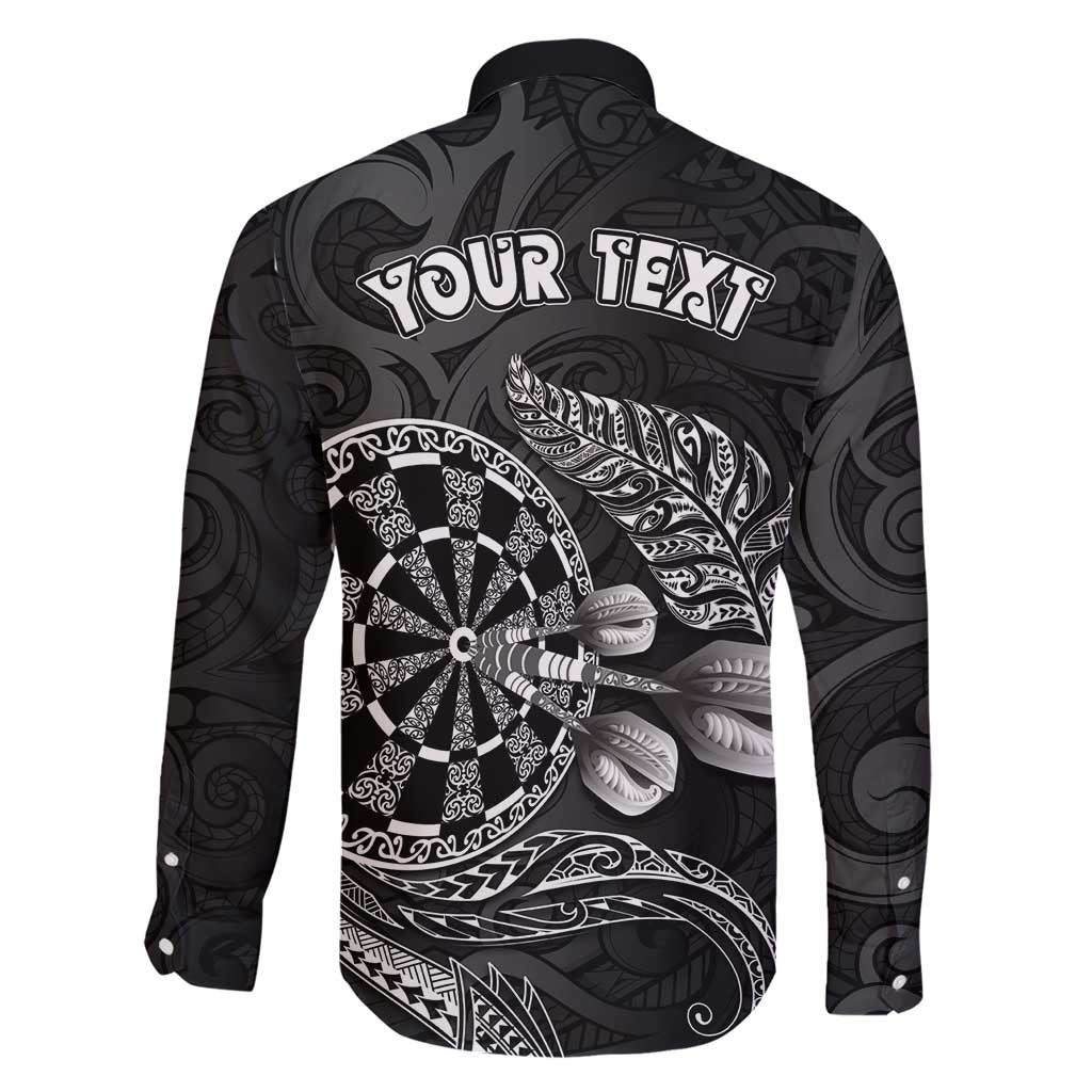 Personalised New Zealand Aotearoa Darts Masters Family Matching Short Sleeve Bodycon Dress and Hawaiian Shirt Tribal Silver Fern and Ta Moko Dartboard LT03 - Polynesian Pride