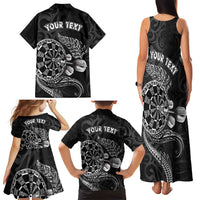 Personalised New Zealand Aotearoa Darts Masters Family Matching Tank Maxi Dress and Hawaiian Shirt Tribal Silver Fern and Ta Moko Dartboard LT03 - Polynesian Pride