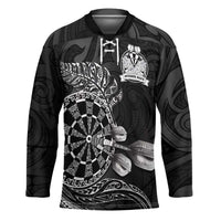 Personalised New Zealand Aotearoa Darts Masters Hockey Jersey Tribal Silver Fern and Ta Moko Dartboard LT03 Unisex Black - Polynesian Pride
