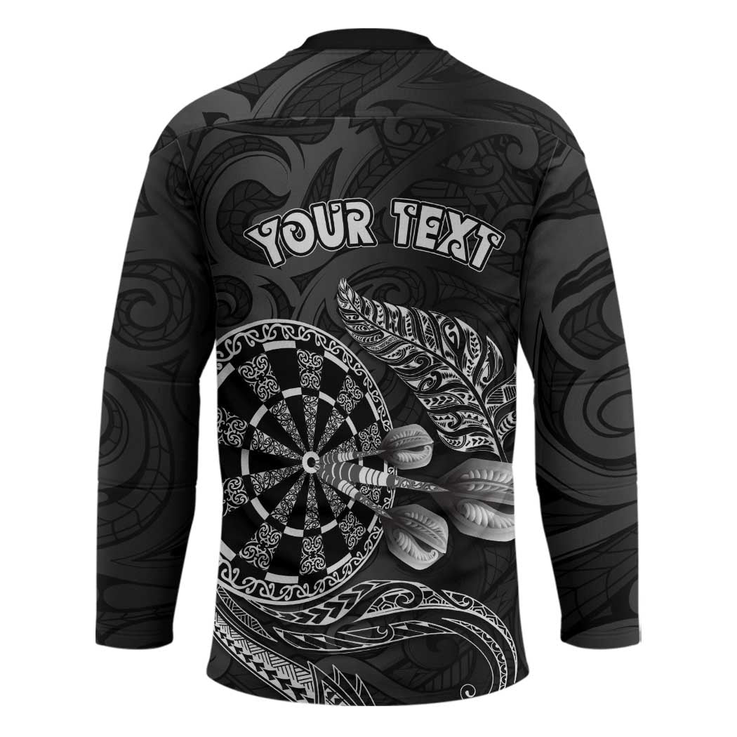 Personalised New Zealand Aotearoa Darts Masters Hockey Jersey Tribal Silver Fern and Ta Moko Dartboard LT03 - Polynesian Pride
