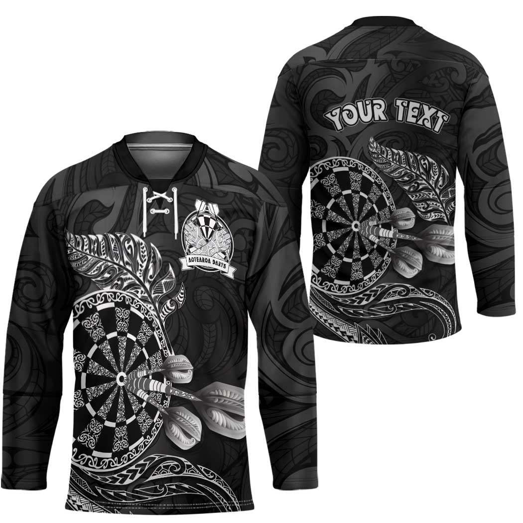 Personalised New Zealand Aotearoa Darts Masters Hockey Jersey Tribal Silver Fern and Ta Moko Dartboard LT03 - Polynesian Pride