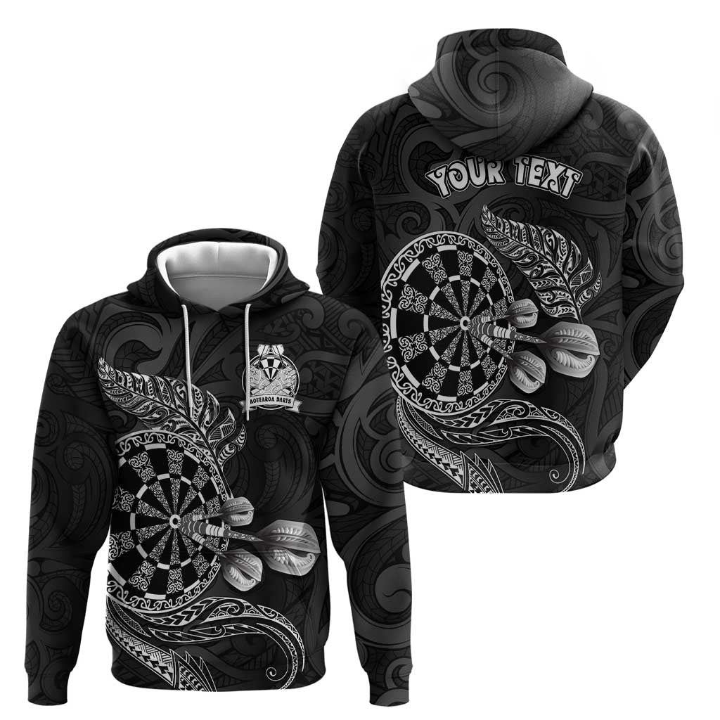 Personalised New Zealand Aotearoa Darts Masters Hoodie Tribal Silver Fern and Ta Moko Dartboard LT03 - Polynesian Pride