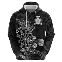 Personalised New Zealand Aotearoa Darts Masters Hoodie Tribal Silver Fern and Ta Moko Dartboard LT03 - Polynesian Pride