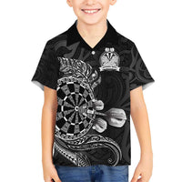 Personalised New Zealand Aotearoa Darts Masters Kid Hawaiian Shirt Tribal Silver Fern and Ta Moko Dartboard LT03 Kid Black - Polynesian Pride