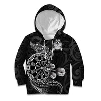Personalised New Zealand Aotearoa Darts Masters Kid Hoodie Tribal Silver Fern and Ta Moko Dartboard LT03 Hoodie Black - Polynesian Pride