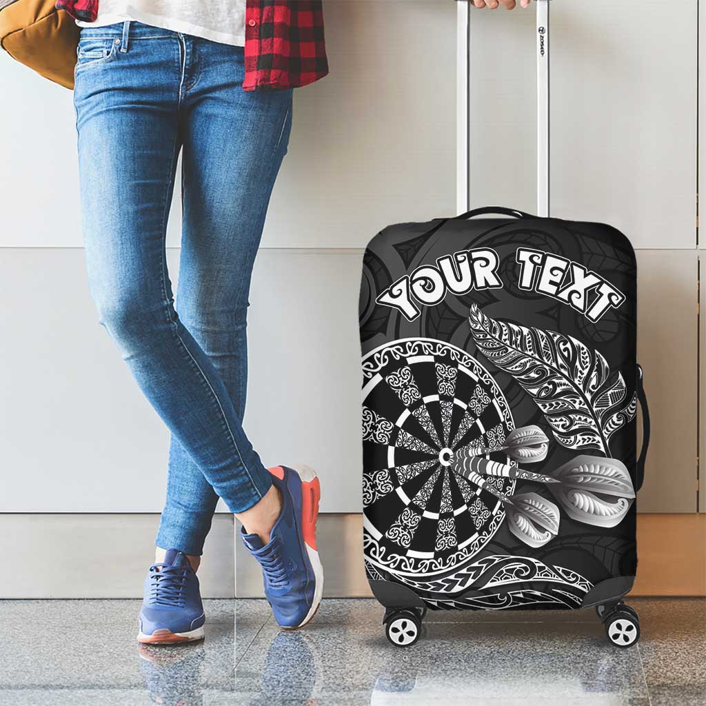 Personalised New Zealand Aotearoa Darts Masters Luggage Cover Tribal Silver Fern and Ta Moko Dartboard LT03 - Polynesian Pride