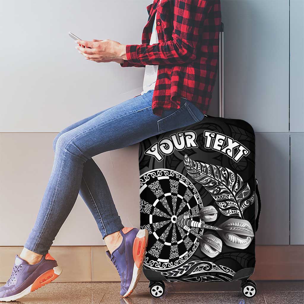 Personalised New Zealand Aotearoa Darts Masters Luggage Cover Tribal Silver Fern and Ta Moko Dartboard LT03 - Polynesian Pride