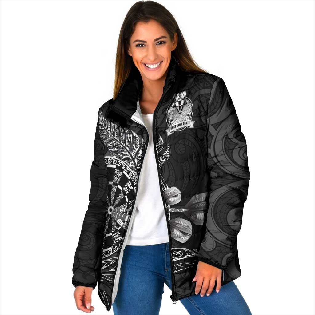 Personalised New Zealand Aotearoa Darts Masters Padded Jacket Tribal Silver Fern and Ta Moko Dartboard - Polynesian Pride