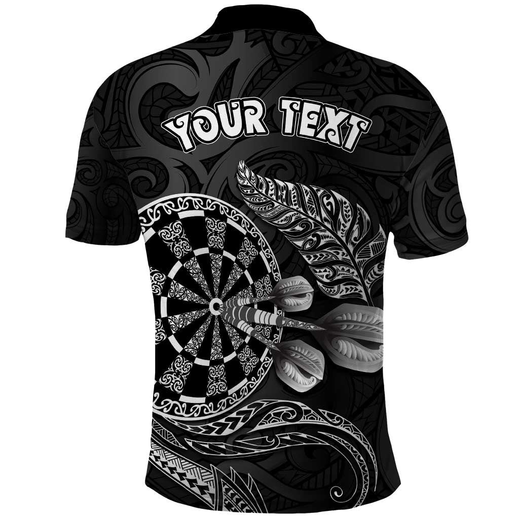 Personalised New Zealand Aotearoa Darts Masters Polo Shirt Tribal Silver Fern and Ta Moko Dartboard LT03 - Polynesian Pride