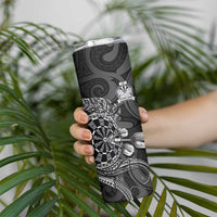 Personalised New Zealand Aotearoa Darts Masters Skinny Tumbler Tribal Silver Fern and Ta Moko Dartboard LT03 - Polynesian Pride