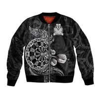 Personalised New Zealand Aotearoa Darts Masters Sleeve Zip Bomber Jacket Tribal Silver Fern and Ta Moko Dartboard - Polynesian Pride