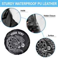 Personalised New Zealand Aotearoa Darts Masters Spare Tire Cover Tribal Silver Fern and Ta Moko Dartboard LT03 - Polynesian Pride