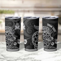 Personalised New Zealand Aotearoa Darts Masters Tumbler Cup Tribal Silver Fern and Ta Moko Dartboard LT03 - Polynesian Pride