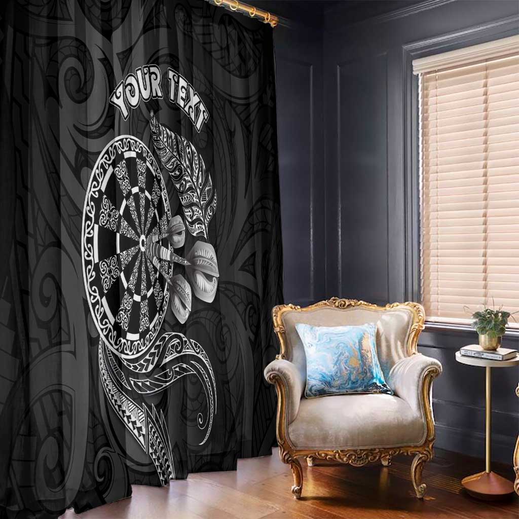 Personalised New Zealand Aotearoa Darts Masters Window Curtain Tribal Silver Fern and Ta Moko Dartboard - Polynesian Pride