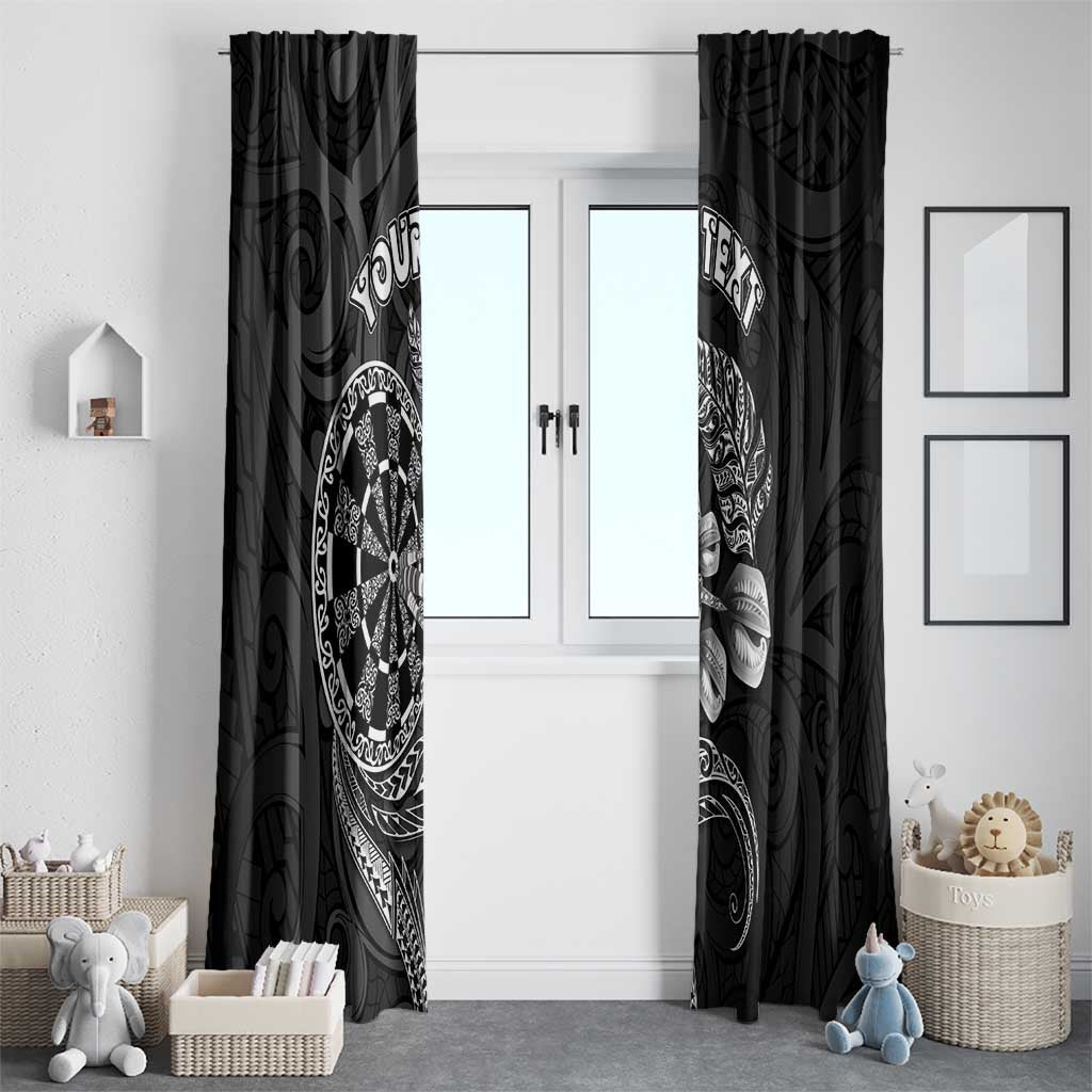 Personalised New Zealand Aotearoa Darts Masters Window Curtain Tribal Silver Fern and Ta Moko Dartboard - Polynesian Pride