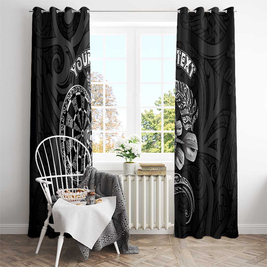 Personalised New Zealand Aotearoa Darts Masters Window Curtain Tribal Silver Fern and Ta Moko Dartboard - Polynesian Pride