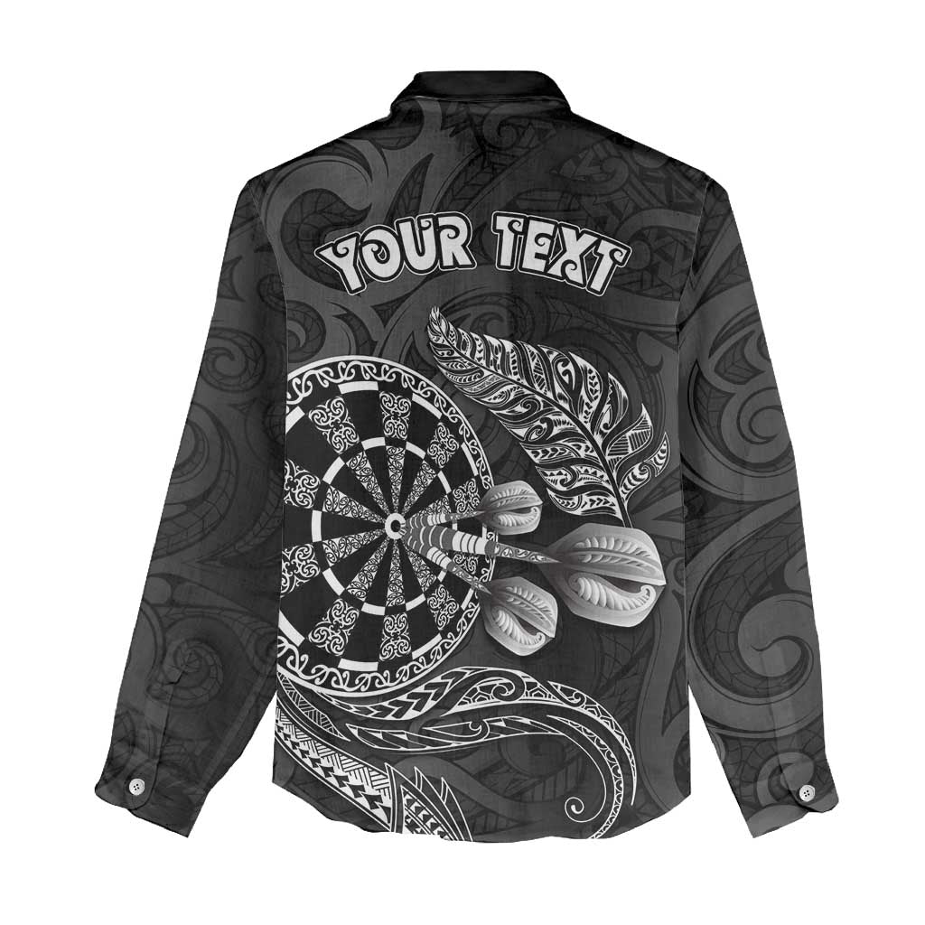 Personalised New Zealand Aotearoa Darts Masters Women Casual Shirt Tribal Silver Fern and Ta Moko Dartboard LT03 - Polynesian Pride