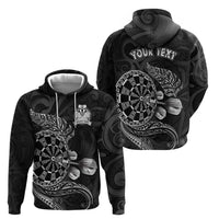 Personalised New Zealand Aotearoa Darts Masters Zip Hoodie Tribal Silver Fern and Ta Moko Dartboard LT03 - Polynesian Pride