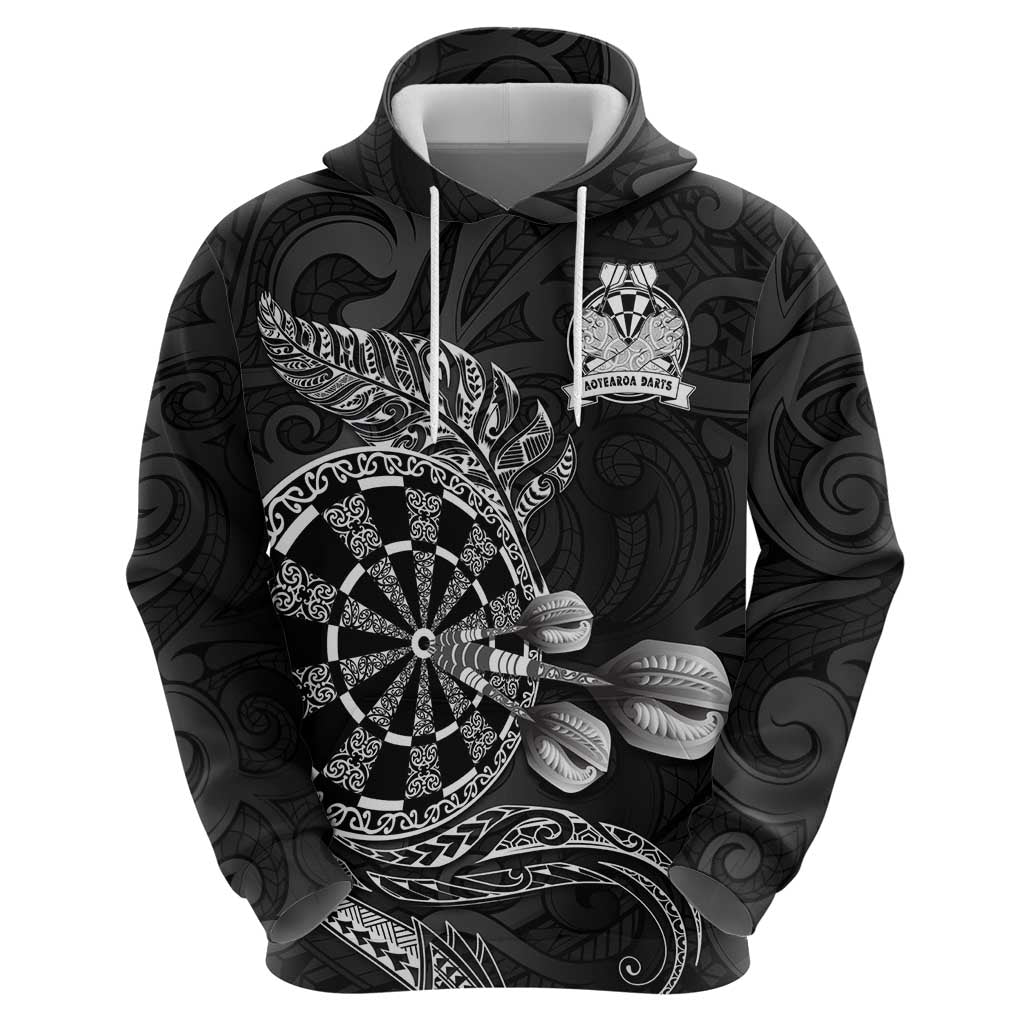 Personalised New Zealand Aotearoa Darts Masters Zip Hoodie Tribal Silver Fern and Ta Moko Dartboard LT03 - Polynesian Pride