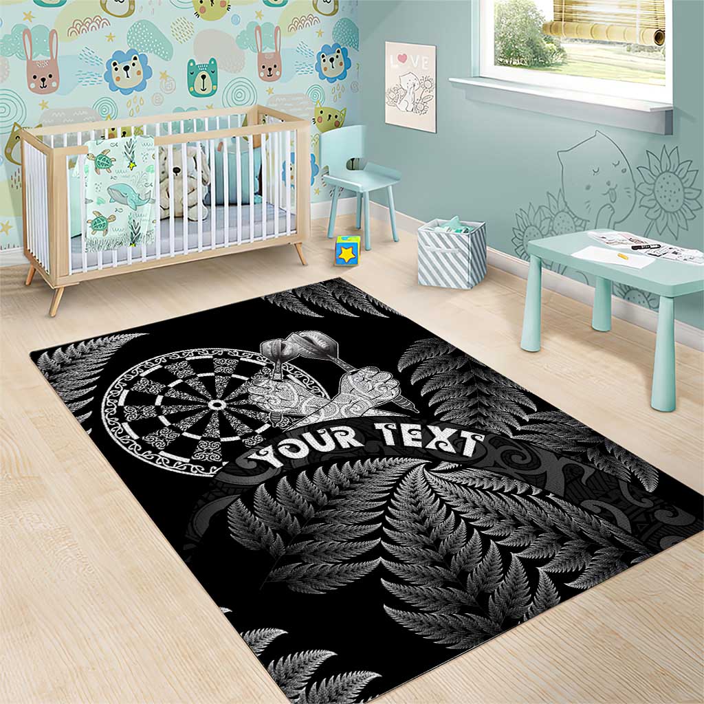 Personalised New Zealand Aotearoa Darts Masters Area Rug Silver Fern and Maori Spirit - Polynesian Pride