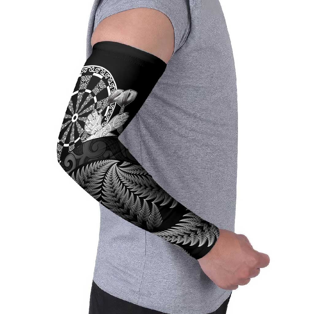 Personalised New Zealand Aotearoa Darts Masters Arm Sleeves Silver Fern and Maori Spirit - Polynesian Pride