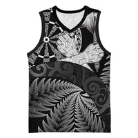 Personalised New Zealand Aotearoa Darts Masters Basketball Jersey Silver Fern and Maori Spirit LT03 Unisex Black - Polynesian Pride