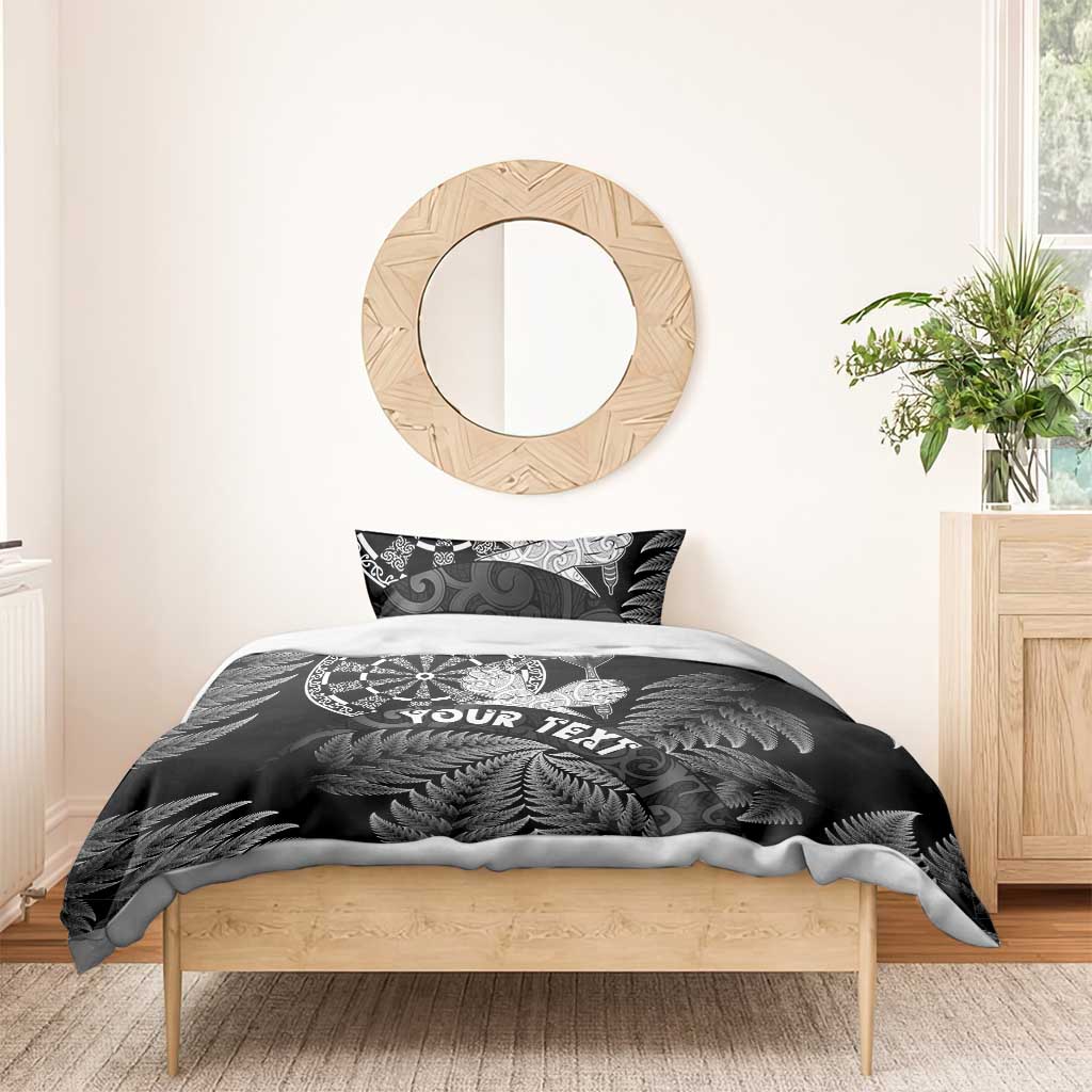 Personalised New Zealand Aotearoa Darts Masters Bedding Set Silver Fern and Maori Spirit - Polynesian Pride