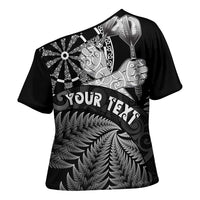 Personalised New Zealand Aotearoa Darts Masters Cross Shoulder Shirt Silver Fern and Maori Spirit LT03 - Polynesian Pride