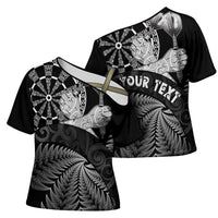 Personalised New Zealand Aotearoa Darts Masters Cross Shoulder Shirt Silver Fern and Maori Spirit LT03 - Polynesian Pride