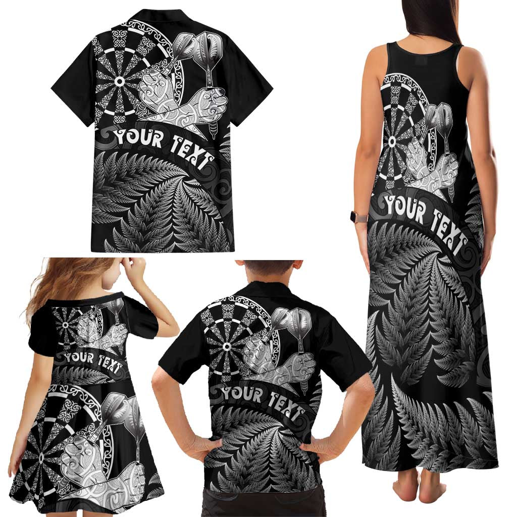 Personalised New Zealand Aotearoa Darts Masters Family Matching Tank Maxi Dress and Hawaiian Shirt Silver Fern and Maori Spirit LT03 - Polynesian Pride