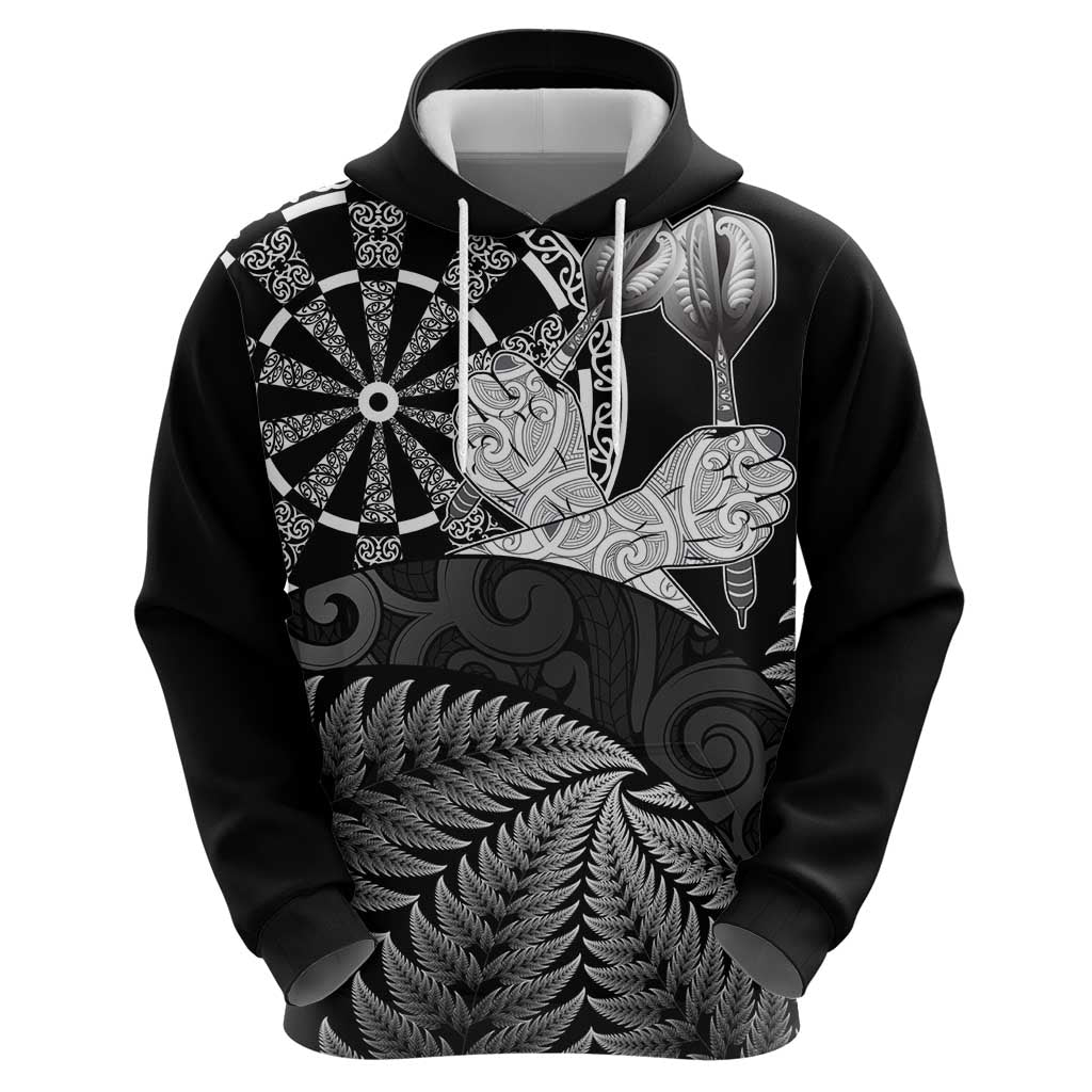 Personalised New Zealand Aotearoa Darts Masters Hoodie Silver Fern and Maori Spirit LT03 - Polynesian Pride