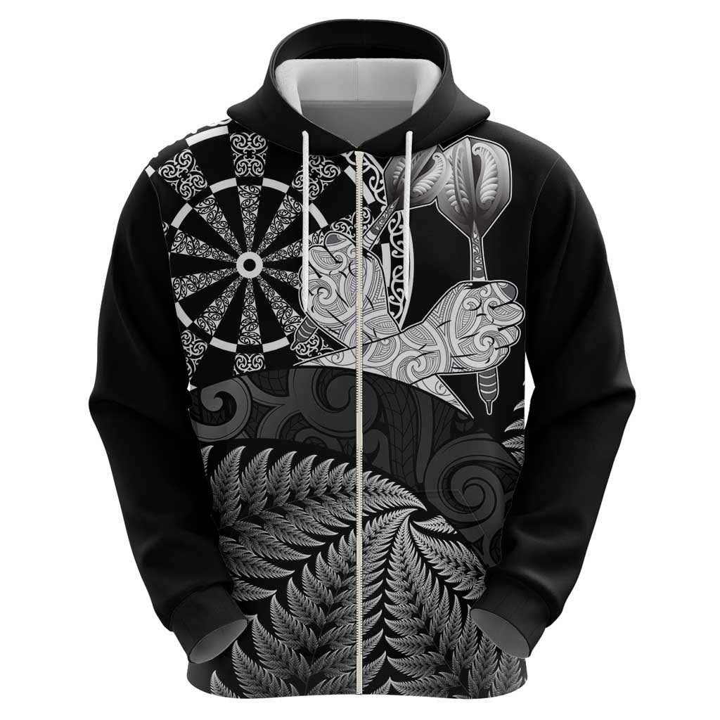 Personalised New Zealand Aotearoa Darts Masters Hoodie Silver Fern and Maori Spirit LT03 - Polynesian Pride