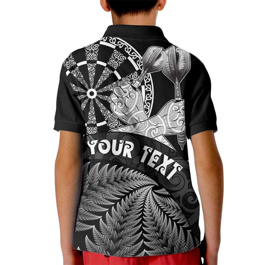 Personalised New Zealand Aotearoa Darts Masters Kid Polo Shirt Silver Fern and Maori Spirit LT03 - Polynesian Pride