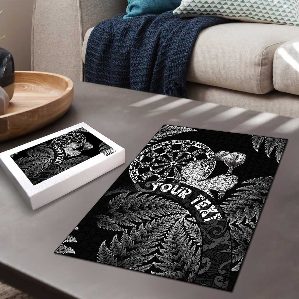 Personalised New Zealand Aotearoa Darts Masters Puzzle Silver Fern and Maori Spirit - Polynesian Pride
