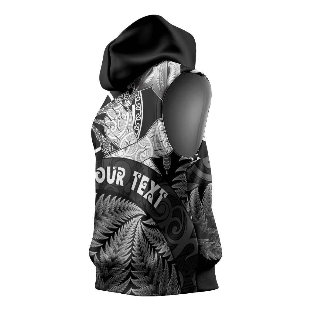 Personalised New Zealand Aotearoa Darts Masters Sleeveless Hoodie Silver Fern and Maori Spirit LT03 - Polynesian Pride