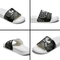 Personalised New Zealand Aotearoa Darts Masters Slide Sandals Silver Fern and Maori Spirit LT03 - Polynesian Pride