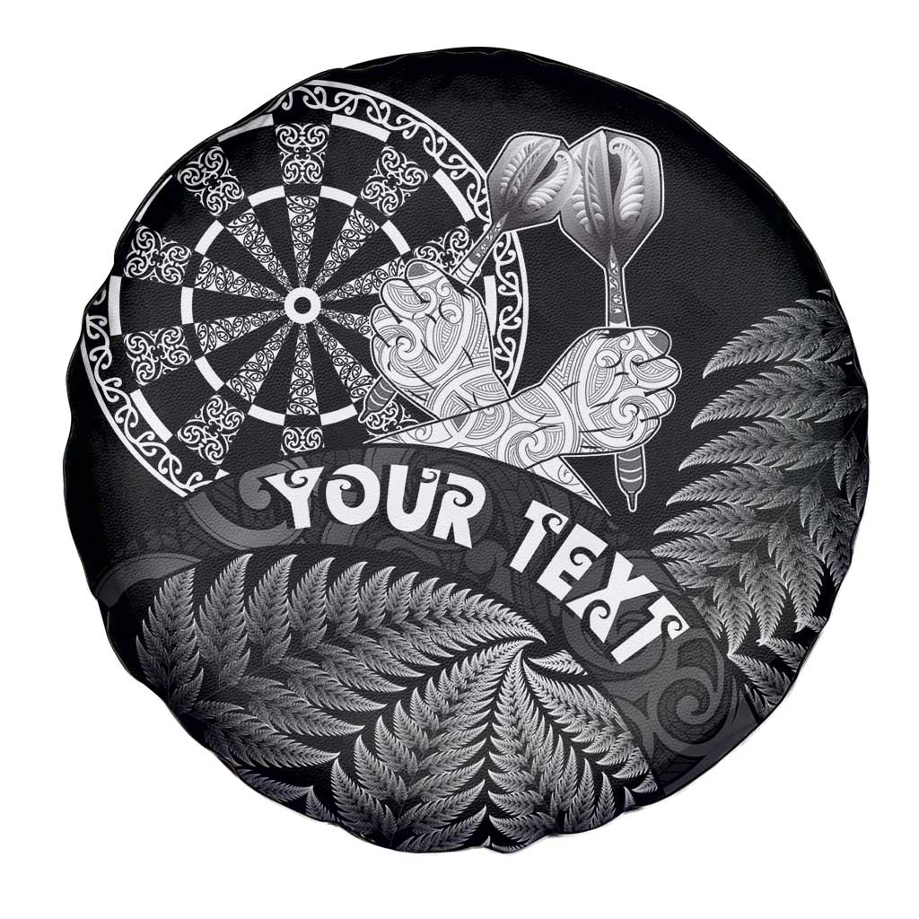 Personalised New Zealand Aotearoa Darts Masters Spare Tire Cover Silver Fern and Maori Spirit LT03 - Polynesian Pride