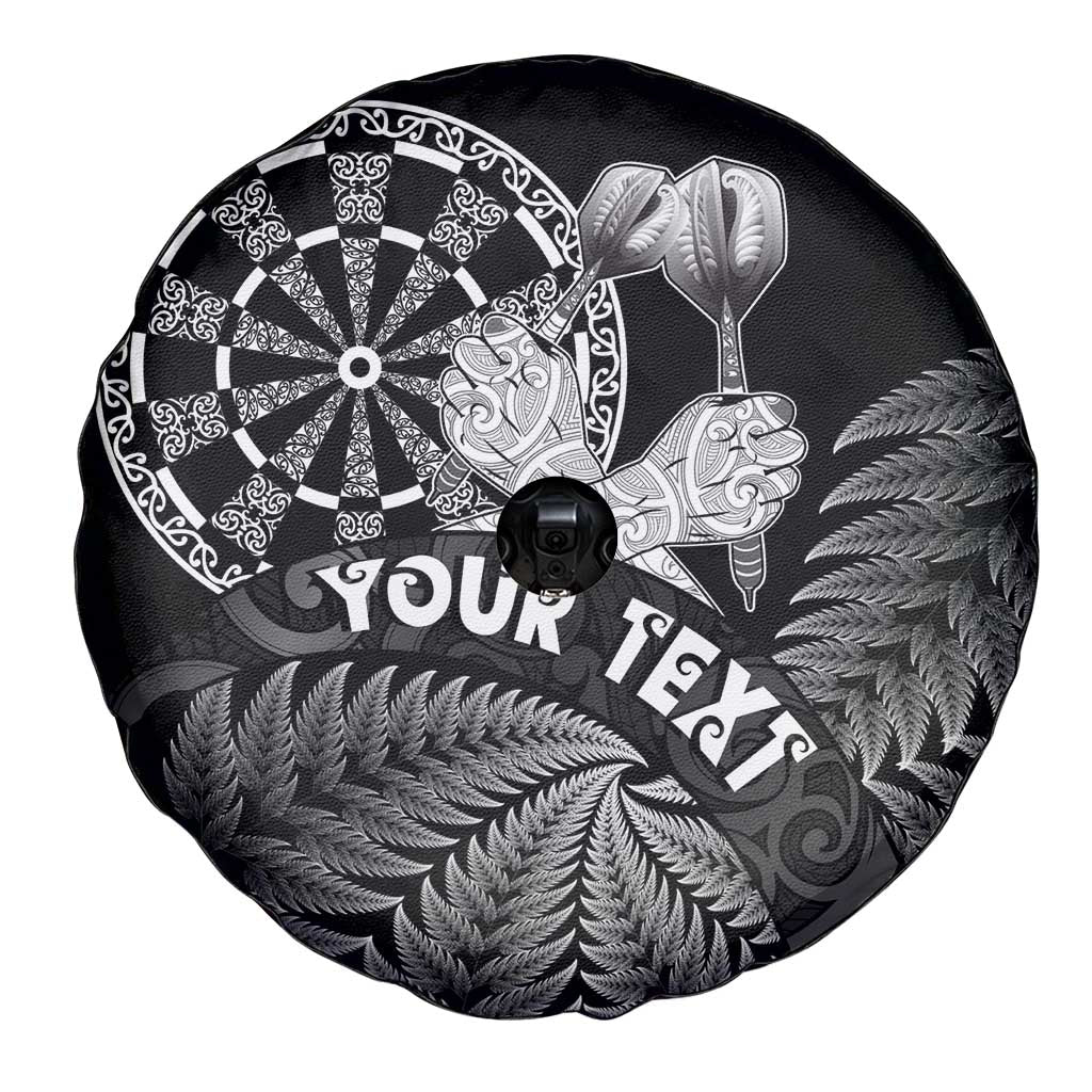 Personalised New Zealand Aotearoa Darts Masters Spare Tire Cover Silver Fern and Maori Spirit LT03 - Polynesian Pride