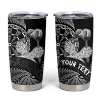 Personalised New Zealand Aotearoa Darts Masters Tumbler Cup Silver Fern and Maori Spirit LT03 Black - Polynesian Pride