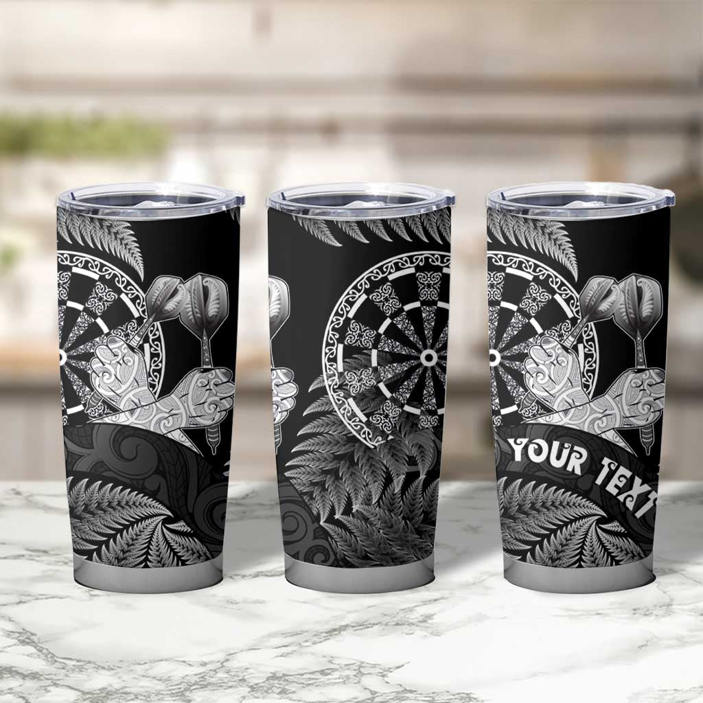 Personalised New Zealand Aotearoa Darts Masters Tumbler Cup Silver Fern and Maori Spirit LT03 - Polynesian Pride